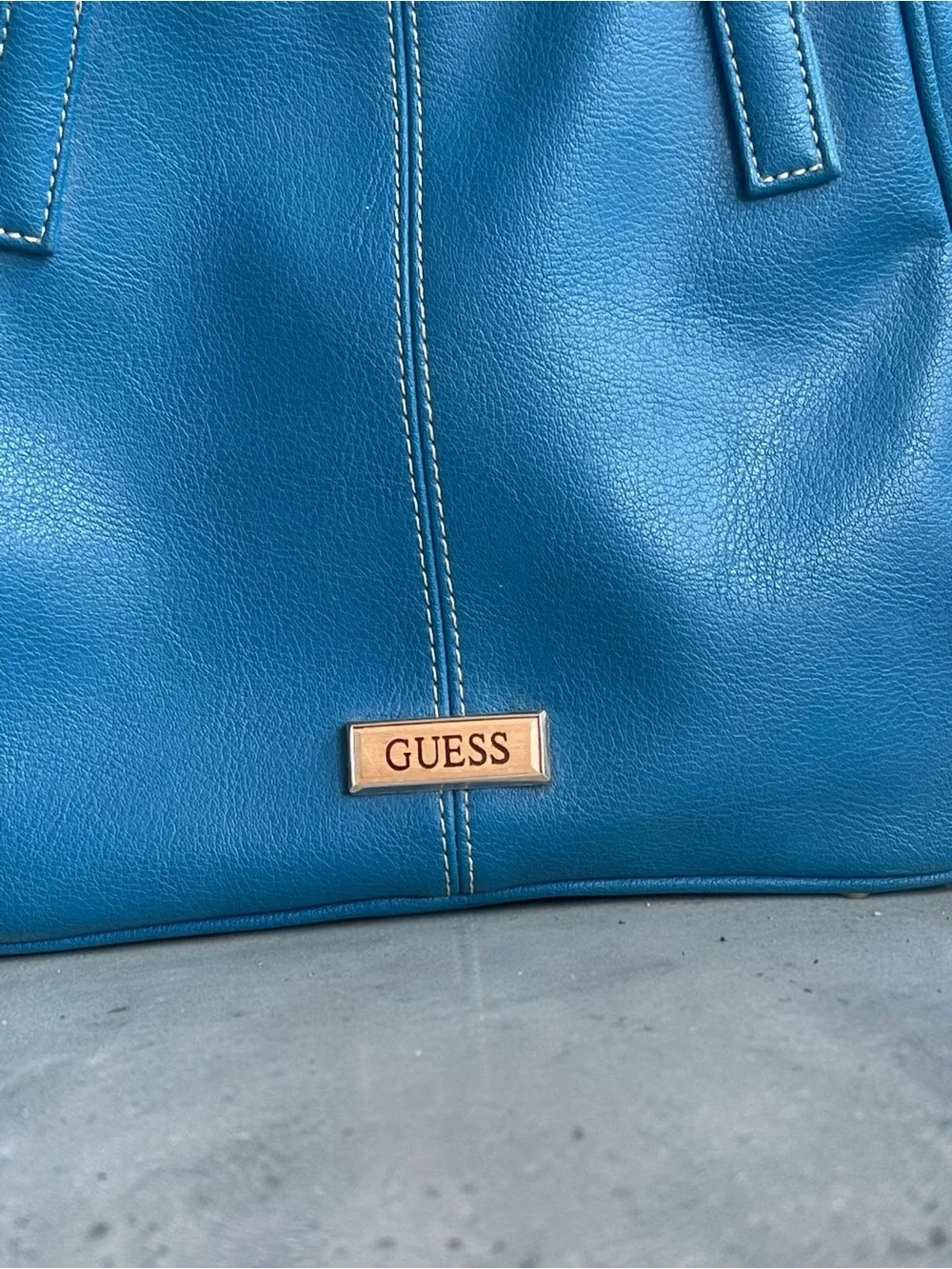 Vintage GUESS Royal Blue Dome Satchel Top Handle Y2K Handbag